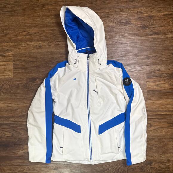 Obermeyer Gia white/blue winter gorpcore primaloft ski jacket womens size 4 - Picture 1 of 10